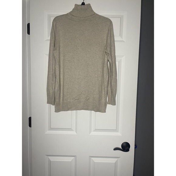 Gap turtleneck Pullover sweater large Cotton Blend beige with slits in sides - Picture 2 of 2